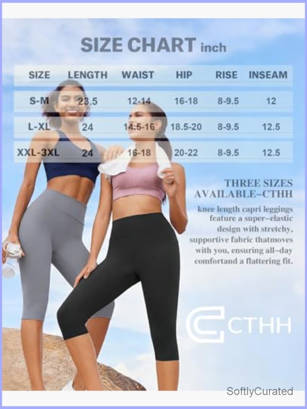 3 Pack Capri Pants with Pockets High Waisted Knee Length Yoga Leggings Workout - Picture 6 of 7
